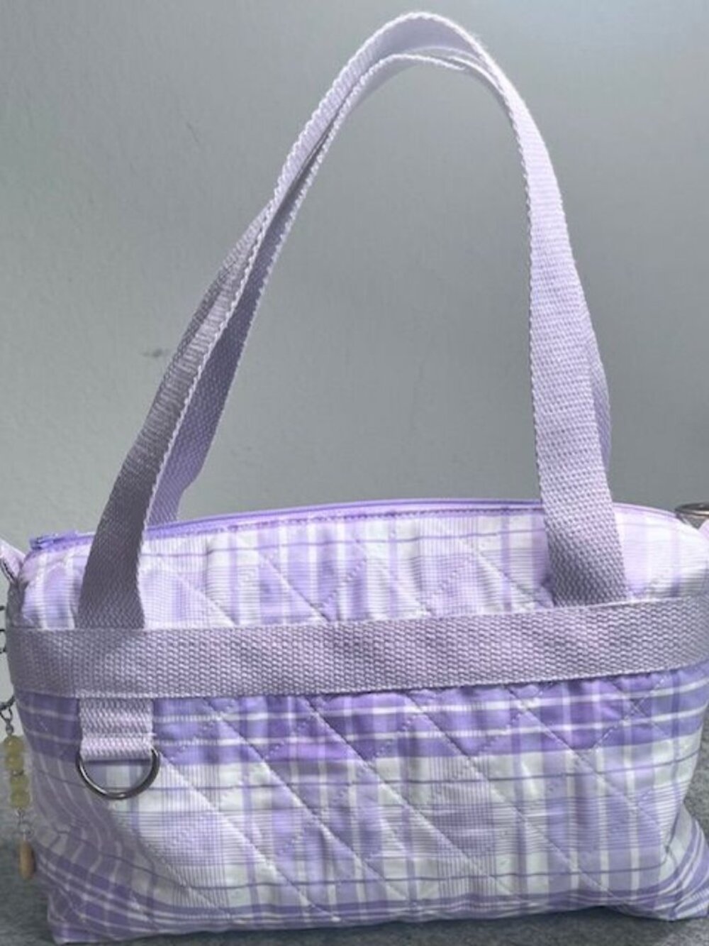 Handmade Purple Plaid Quilted Mini Purse – Top Handle Bag – New
